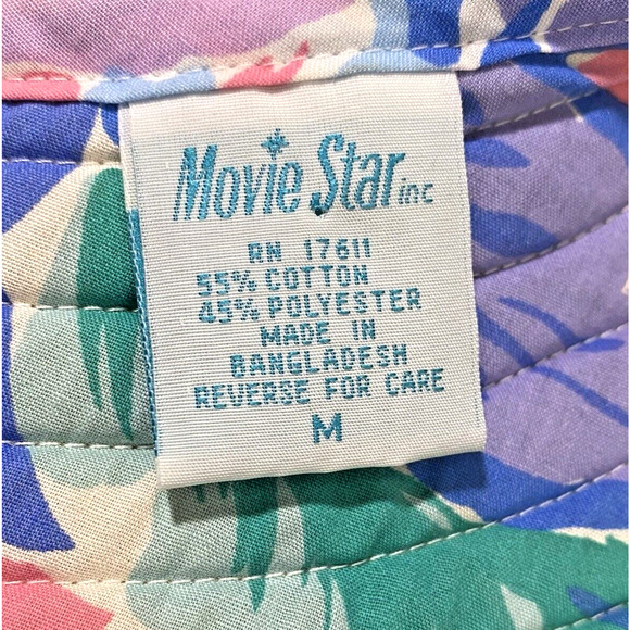 VTG MuMu Movie Star house dress knee length cotton blend multi floral snaps sz M - Picture 9 of 9